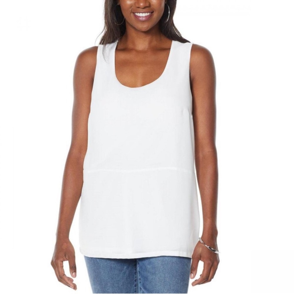 Colleen Lopez woven front jersey stretch back tank top Size XS